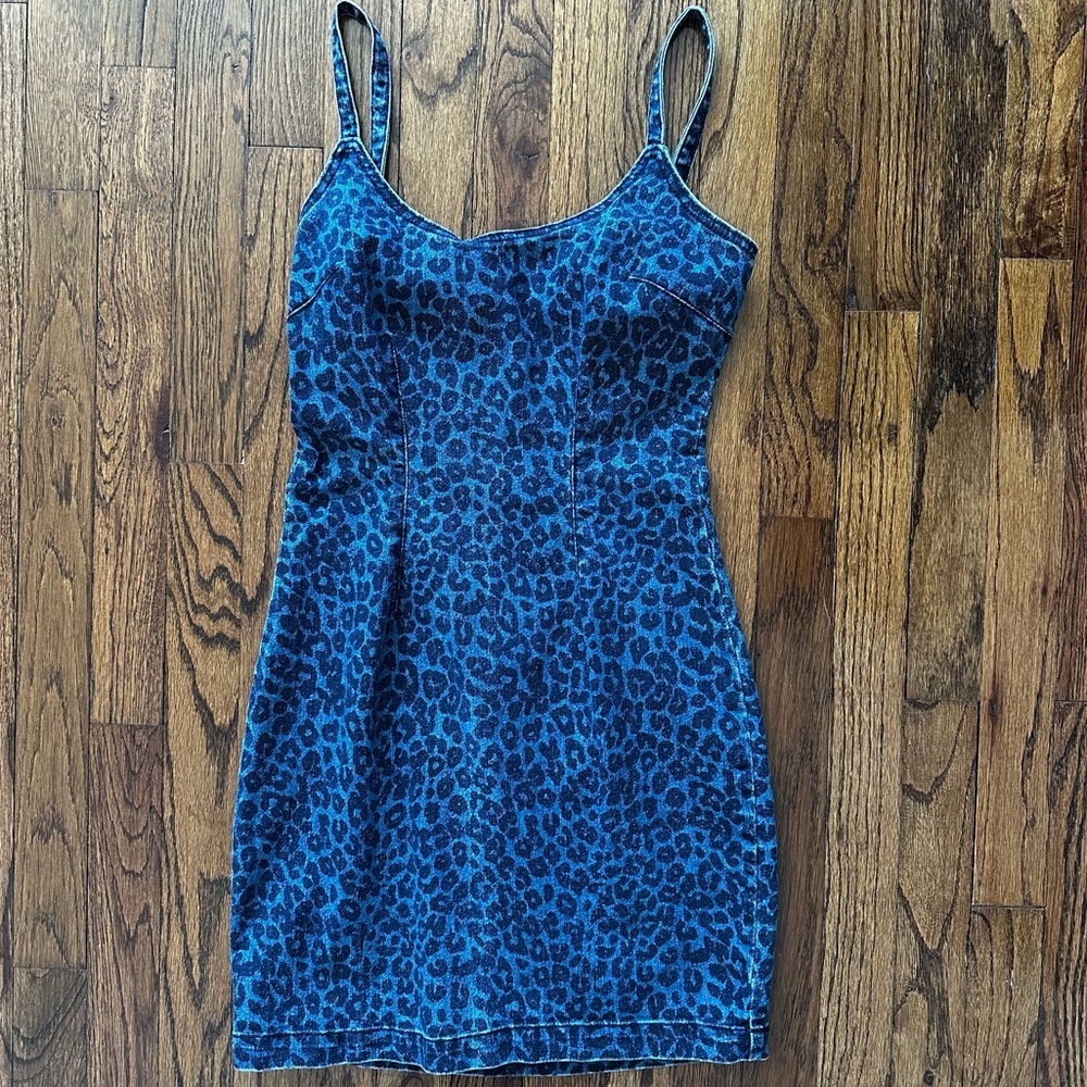 Denim Blue Leopard Print Dress Medium Charlotte Russe